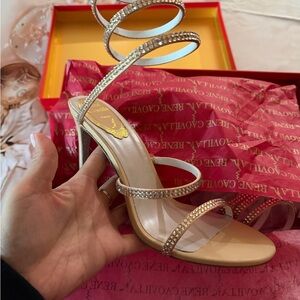 Rene Caovilla Gold Spiral Strap Heels